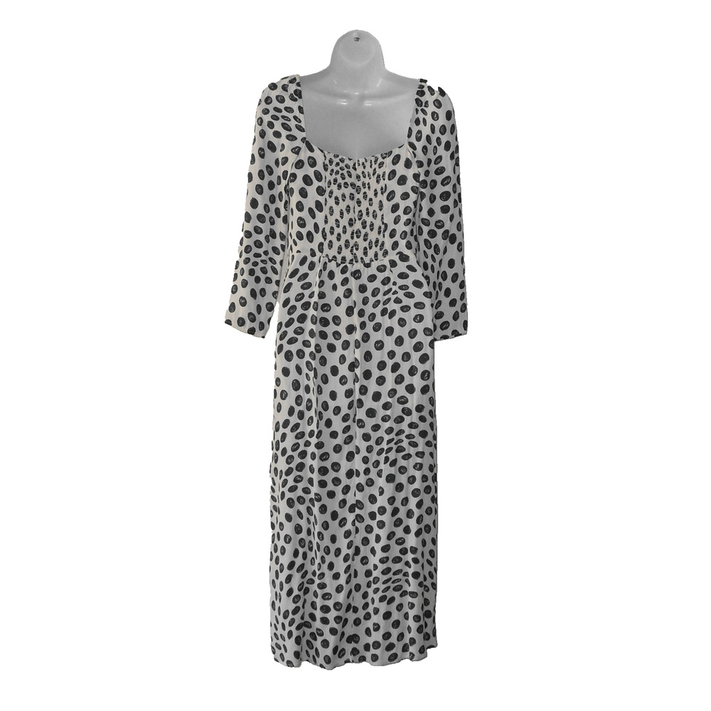 A6 NWoT REFORMATION Green Spot Print Square Neckline Hilda Midi Dress Size 6 - Picture 3 of 7